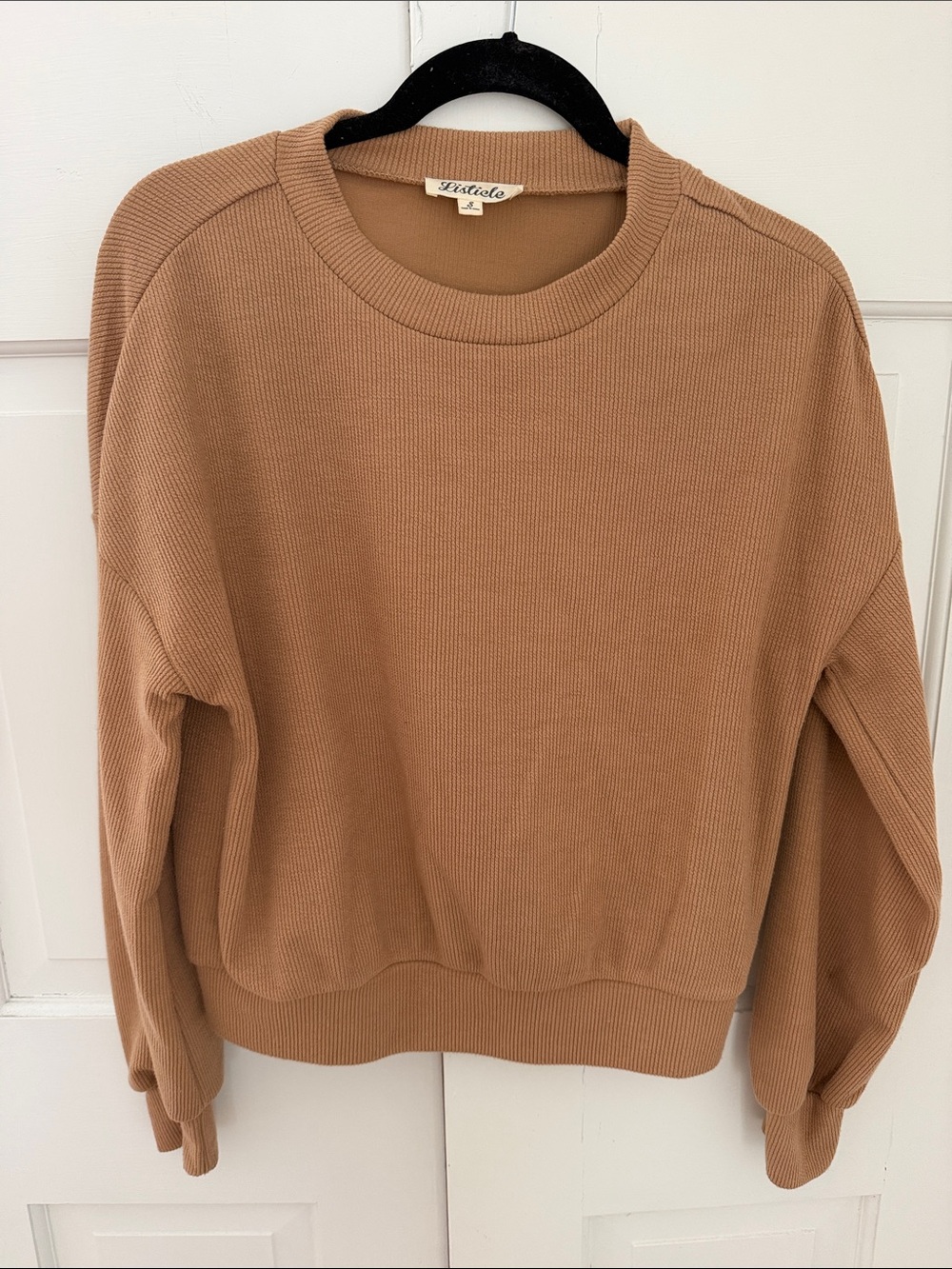 Listicle Camel Crewneck Pullover Sweater